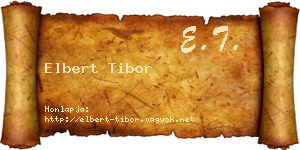 Elbert Tibor névjegykártya